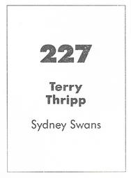 1990 Select AFL Stickers #227 Terry Thripp Back